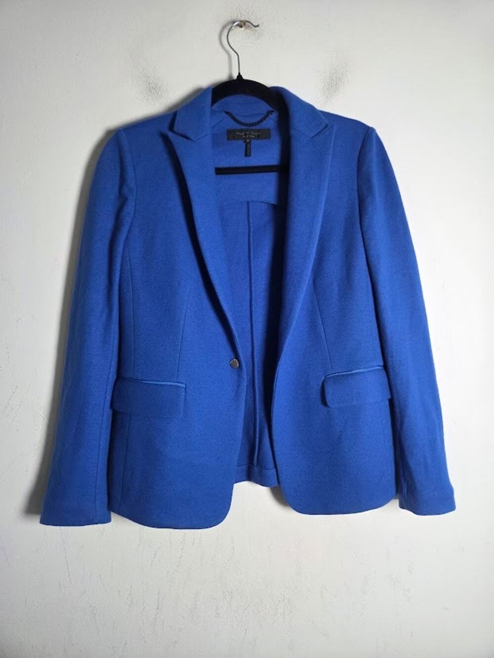Rag & Bone Colbalt Blue 100% Wool 1 Button Single Breasted Knit Blazer size 0